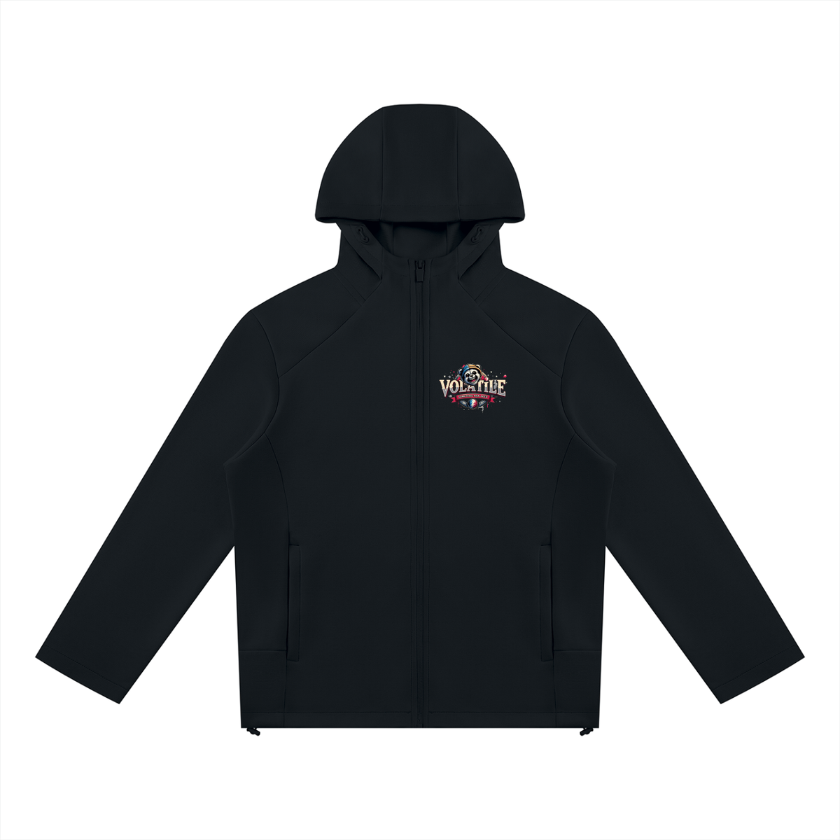 VOLATILE Bear Graphic Paneled Full Zip Hoodie