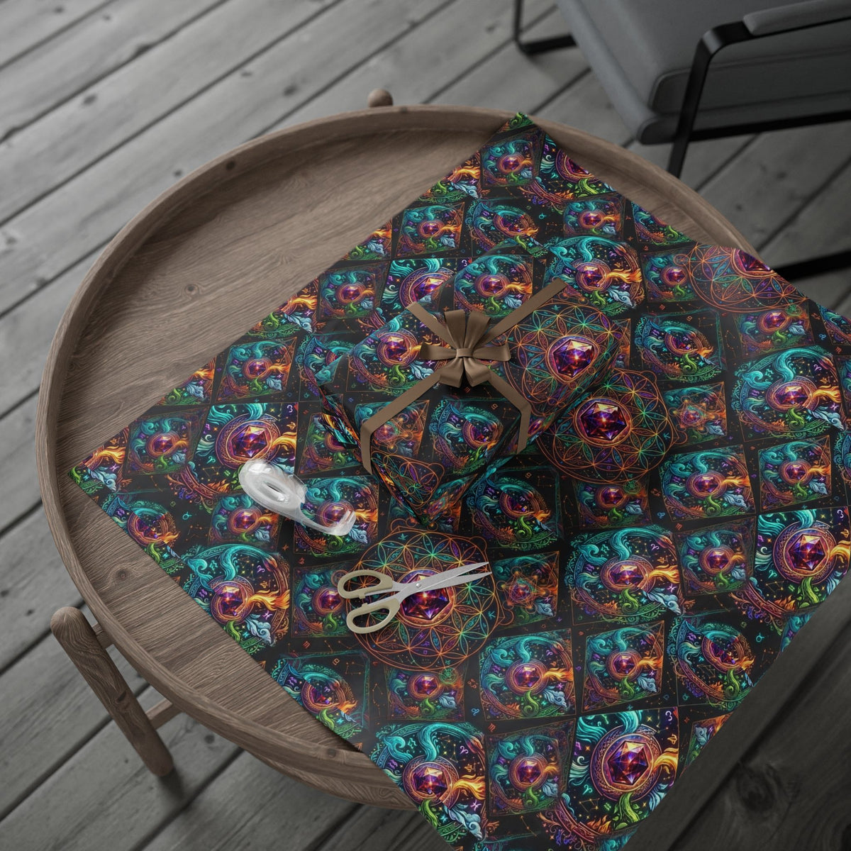 Psychedelic Swirl Wrapping Paper Roll — Rainbow Marble Gift Wrap