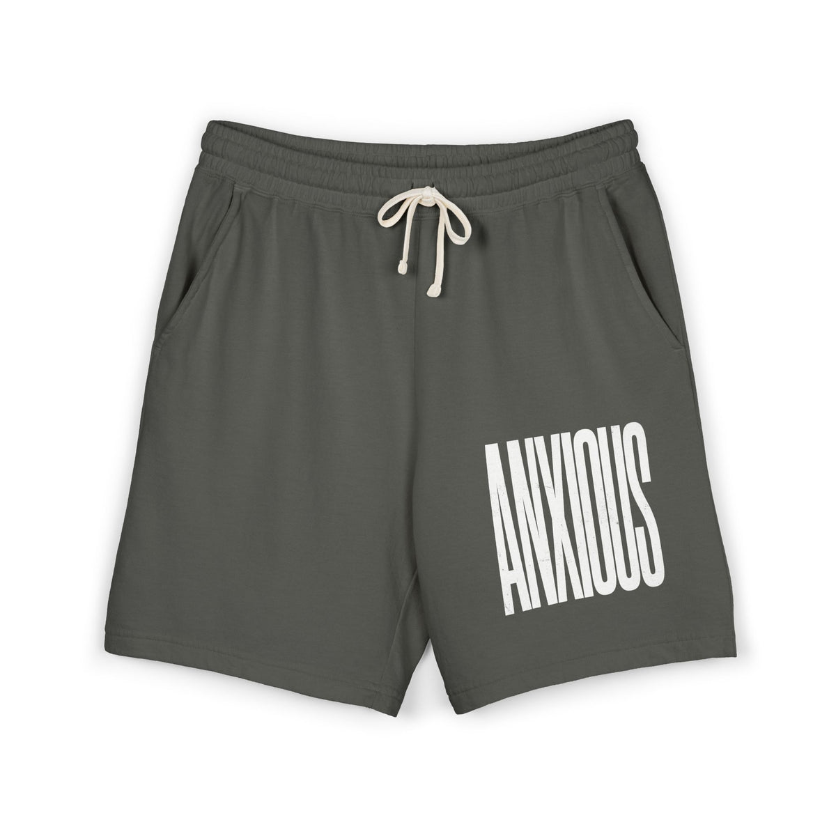 Anxious Graphic Sweat Shorts — Lightweight Garment-Dyed Fleece