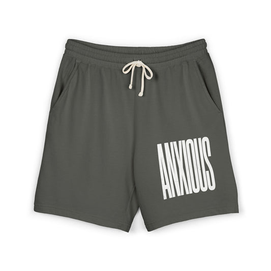 Anxious Graphic Sweat Shorts — Lightweight Garment-Dyed Fleece