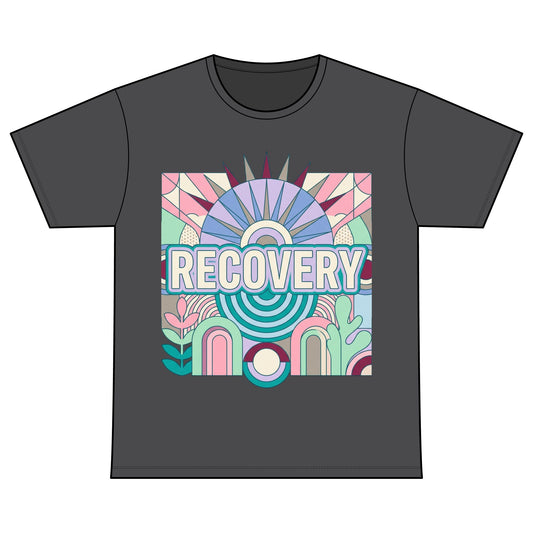 Recovery T-Shirt — Retro Sunburst “Recovery Warriors” Tee