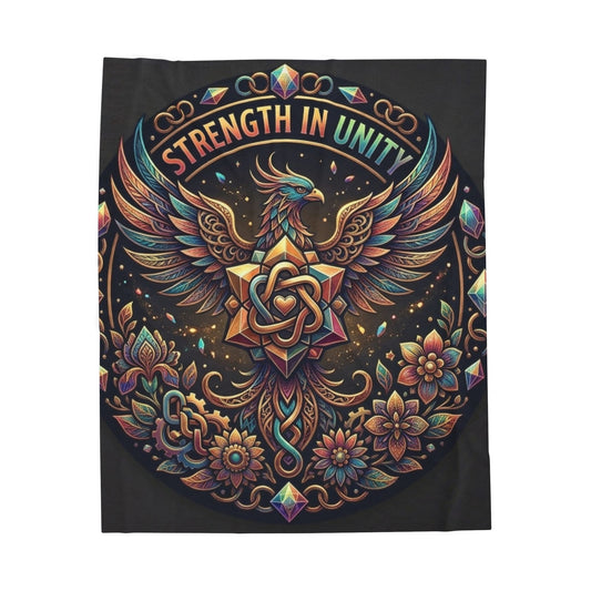 Strength in Unity Velveteen Plush Blanket — Phoenix & Celtic Knot Cozy Throw