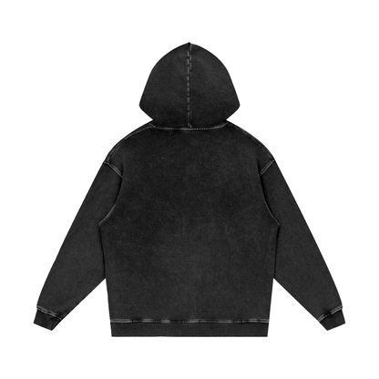 Recovery Warrior Graffiti Badge Snow Washed Loose Cotton Hoodie