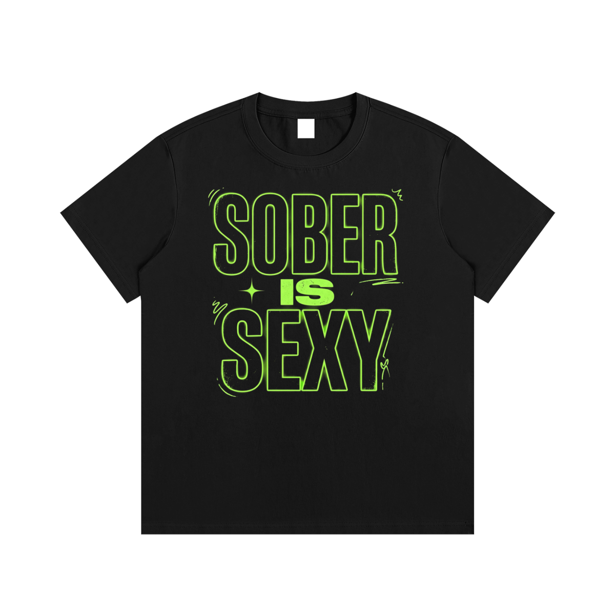 Sober Is Sexy Lime Green Lettering Regular-Fit Cotton T-Shirt