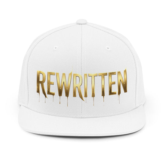 Rewritten Snapback Hat — Gold Drip Embroidered Flat-Brim Cap