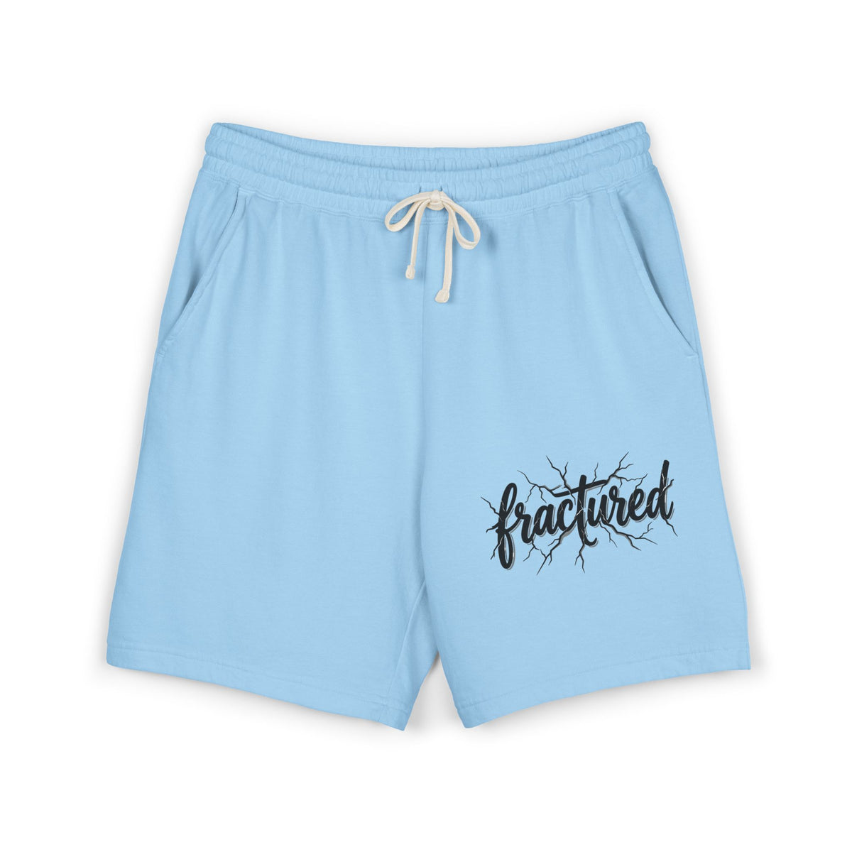 Fractured Logo Sweat Shorts — Lightweight Garment-Dyed Fleece