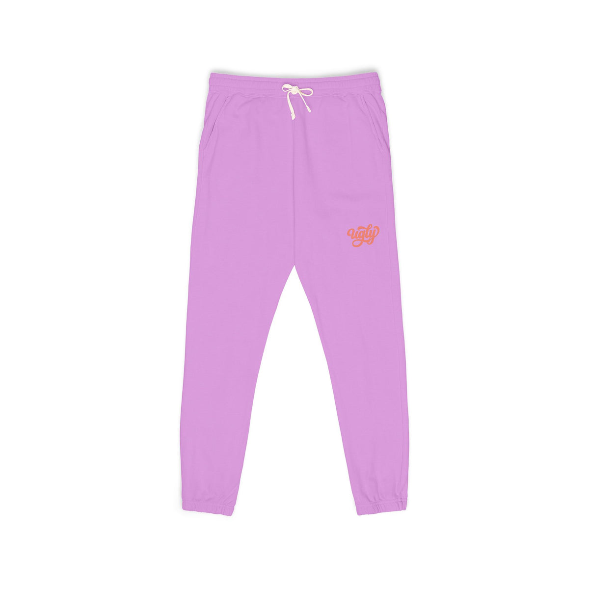Charcoal Garment-Dyed Sweatpants with 'Ugly' — Cozy Heart Accent Joggers