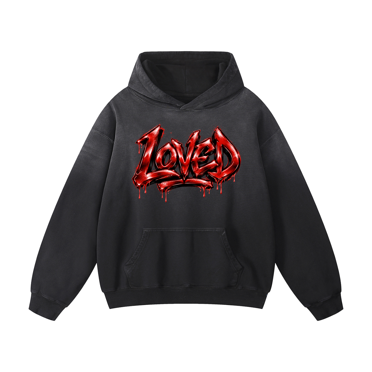Loved Red Graffiti Heavyweight Sunfade Oversized Hoodie