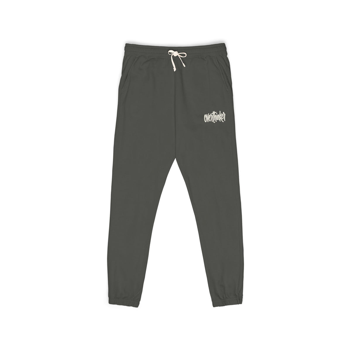 Ember Script Sweatpants — Garment-Dyed Fleece Joggers with "overthinker" Script