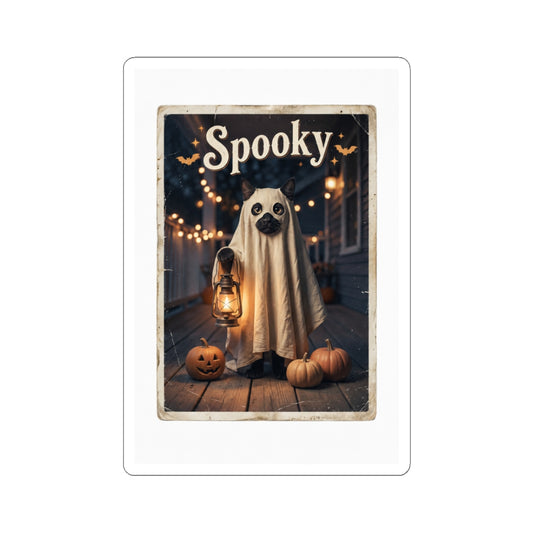 Spooky Ghost Pug Sticker | Halloween Animal Sticker, Kiss-Cut