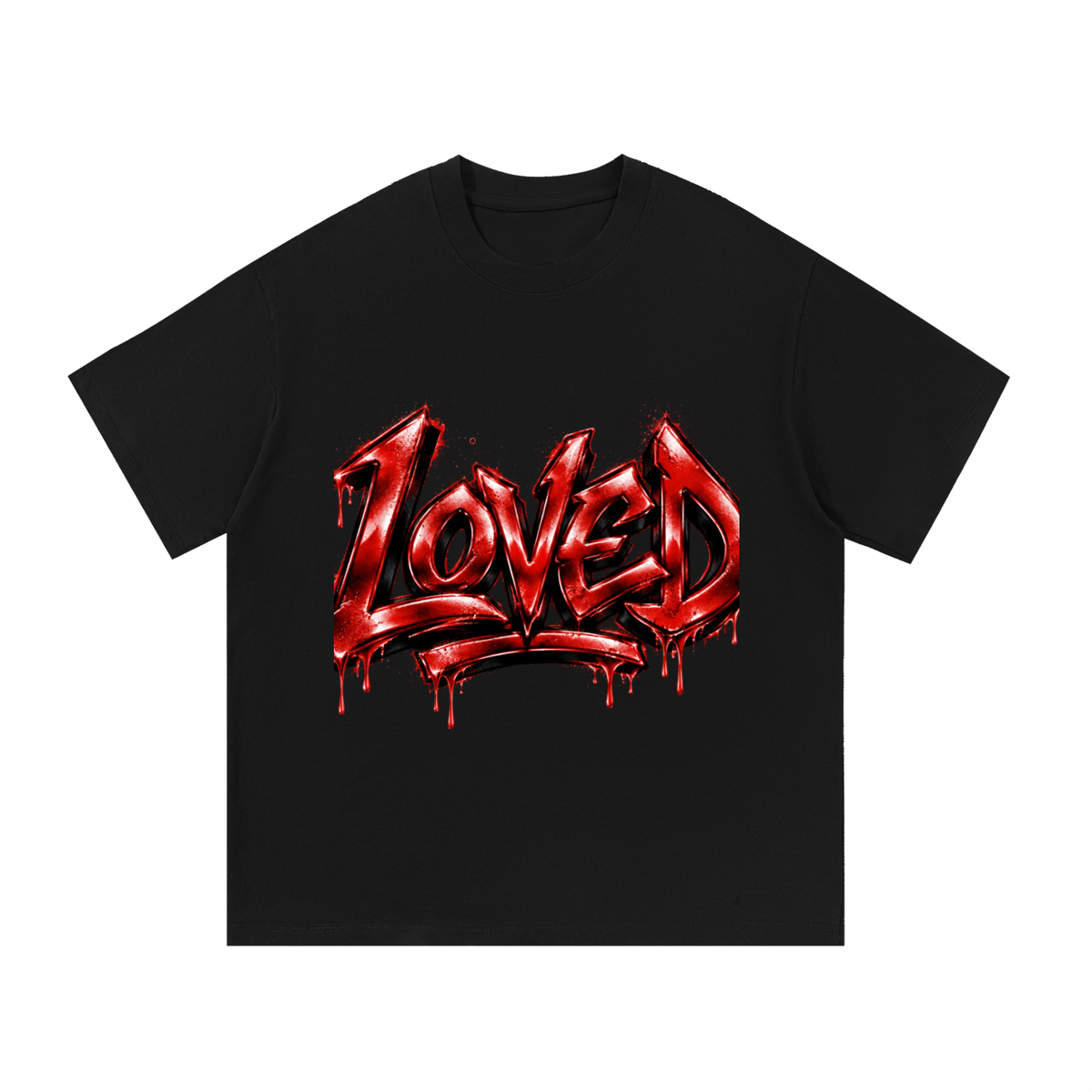 Loved Red Graffiti Graphic Cotton T-Shirt