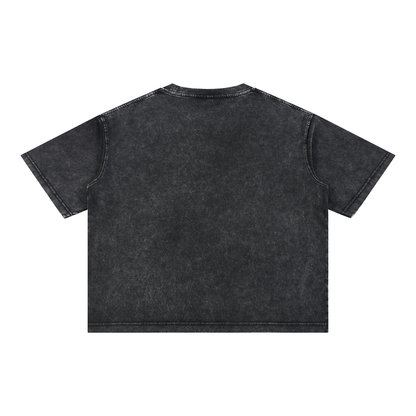 Tired Script Mineral Wash Boxy Cotton T-Shirt