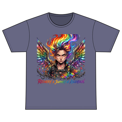 Recovery Warriors T-Shirt — Rainbow Phoenix Design ‘Recovery: A Journey of Ascension’