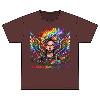 Recovery Warriors T-Shirt — Rainbow Phoenix Design ‘Recovery: A Journey of Ascension’