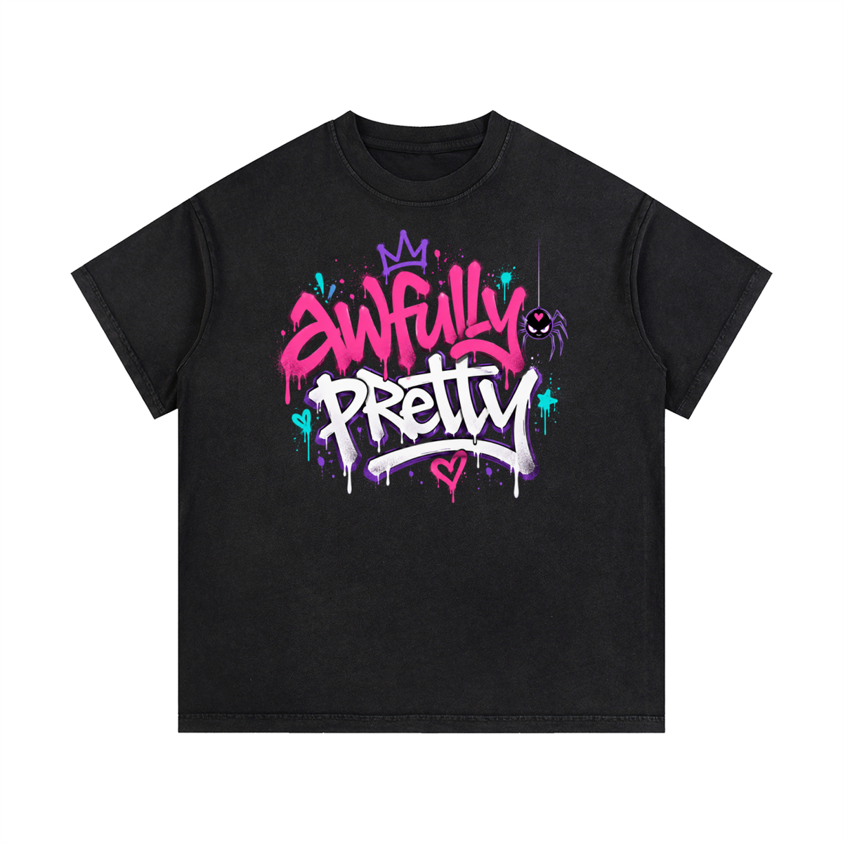 Awfully Pretty Graffiti Vintage Wash Cotton T-Shirt