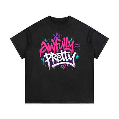 Awfully Pretty Graffiti Vintage Wash Cotton T-Shirt