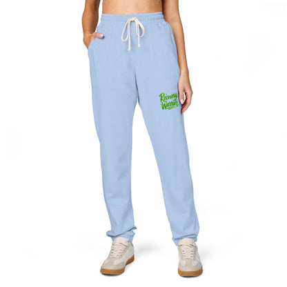 Fleece Sweatpants — Green Leaf Patch Joggers