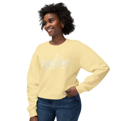 Impulsive Script Crewneck Sweatshirt — Peach Casual Graphic Sweatshirt