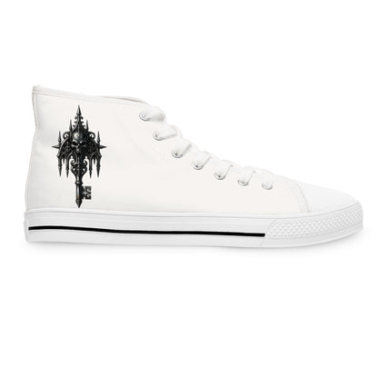 Still Standing Women’s Gothic Ink Skull High-Top Sneakers – Recovery Canvas Shoes