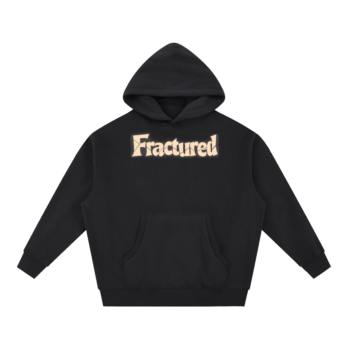 Fractured Cracked Lettering Oversized Boxy Fleece Hoodie