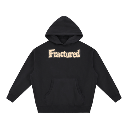 Fractured Cracked Lettering Oversized Boxy Fleece Hoodie