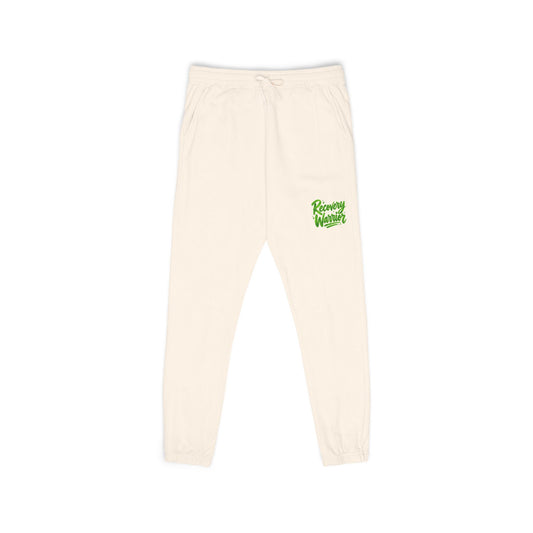 Fleece Sweatpants — Green Leaf Patch Joggers
