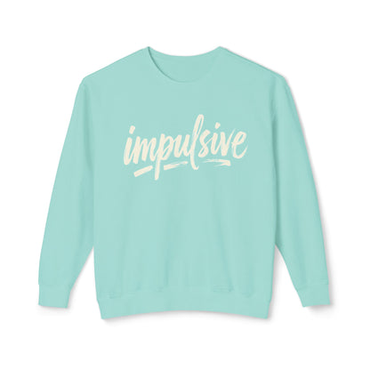 Impulsive Script Crewneck Sweatshirt — Peach Casual Graphic Sweatshirt