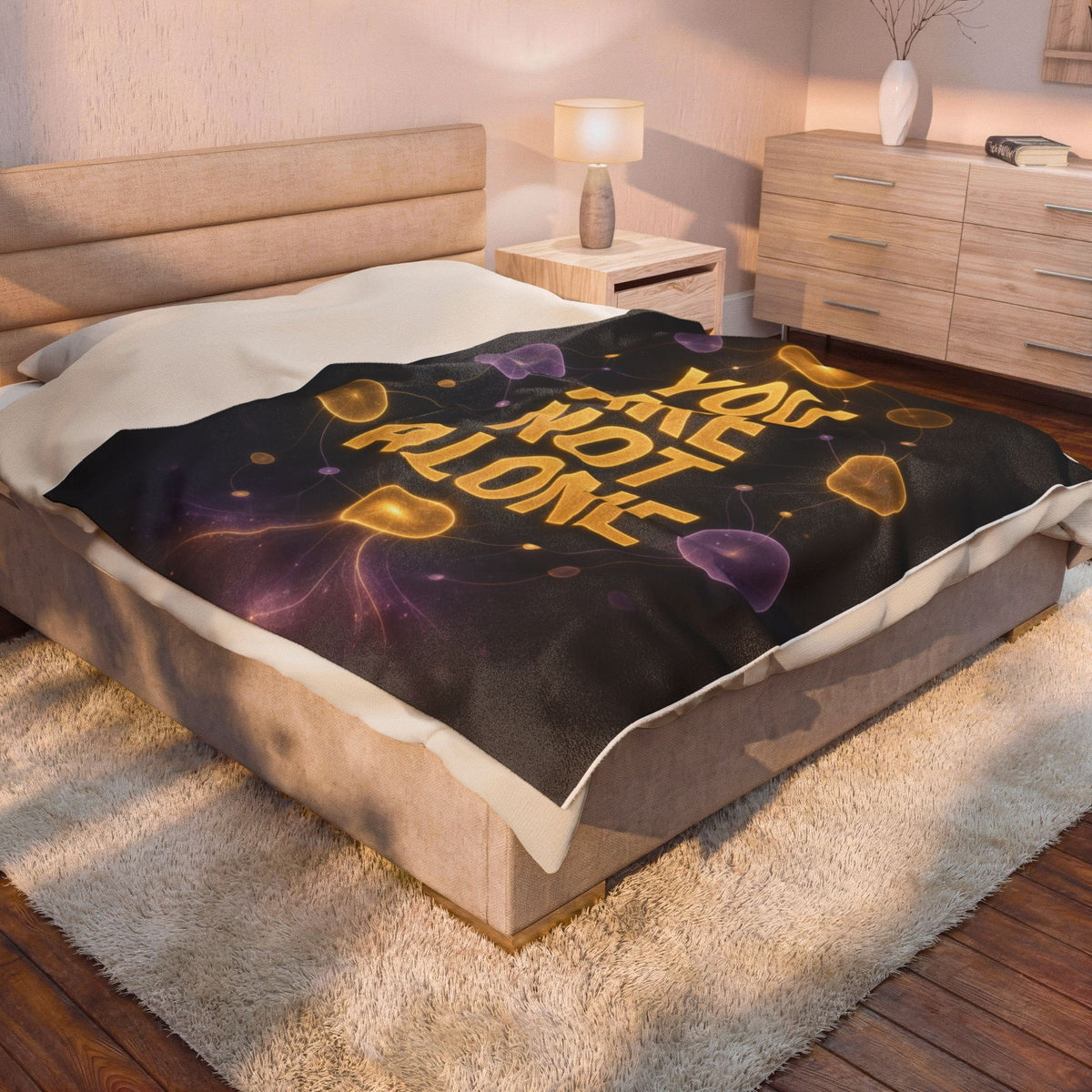 You Are Not Alone Velveteen Plush Blanket – Comforting Inspirational Throw