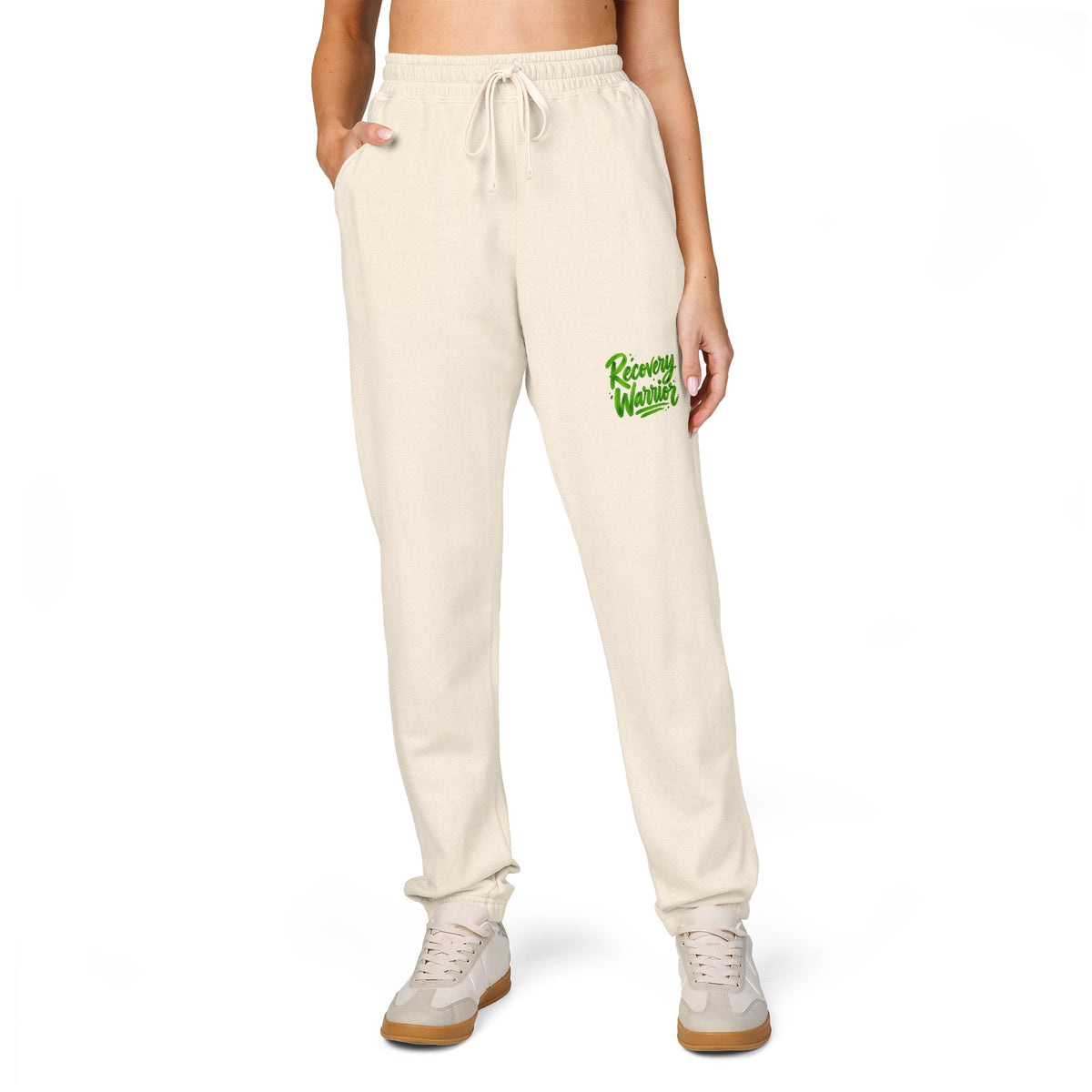 Fleece Sweatpants — Green Leaf Patch Joggers