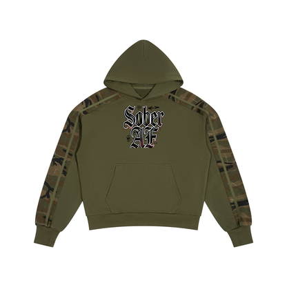 Sober AF Gothic Boxy Camo Hoodie – Recovery Streetwear