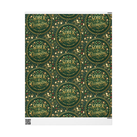 Wishing You Blessings Christmas Wrapping Paper Roll – Green Holiday Wreath