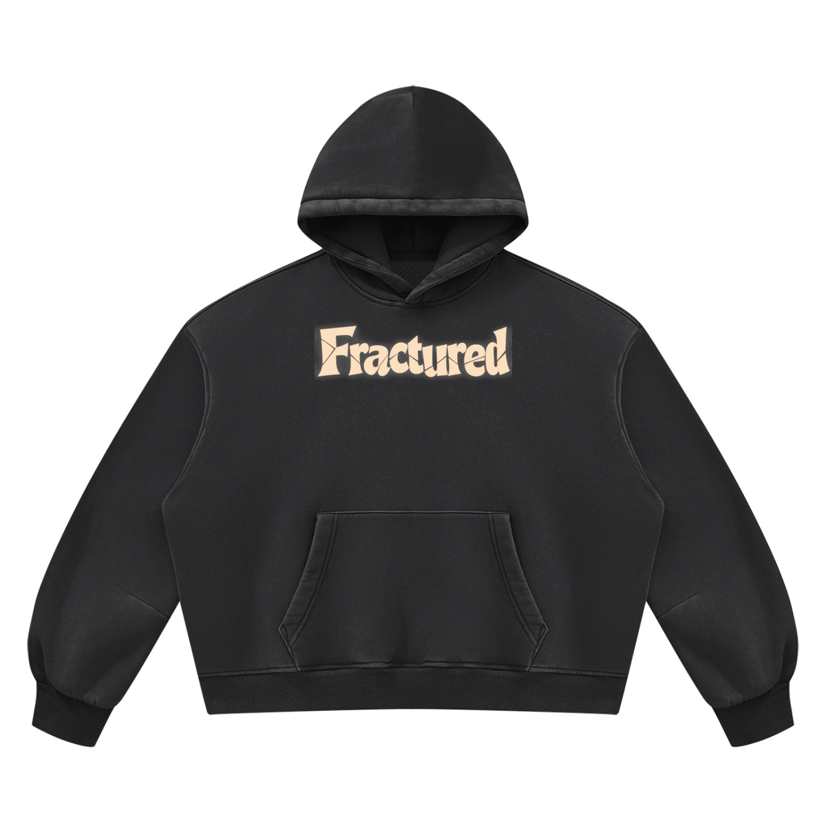 Fractured Cracked Lettering Unisex Vintage Wash Boxy Fleece Hoodie