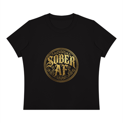 Sober AF Gold Badge Women's Sorona Crewneck T-Shirt