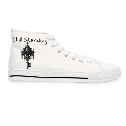 Still Standing Women’s Gothic Ink Skull High-Top Sneakers – Recovery Canvas Shoes