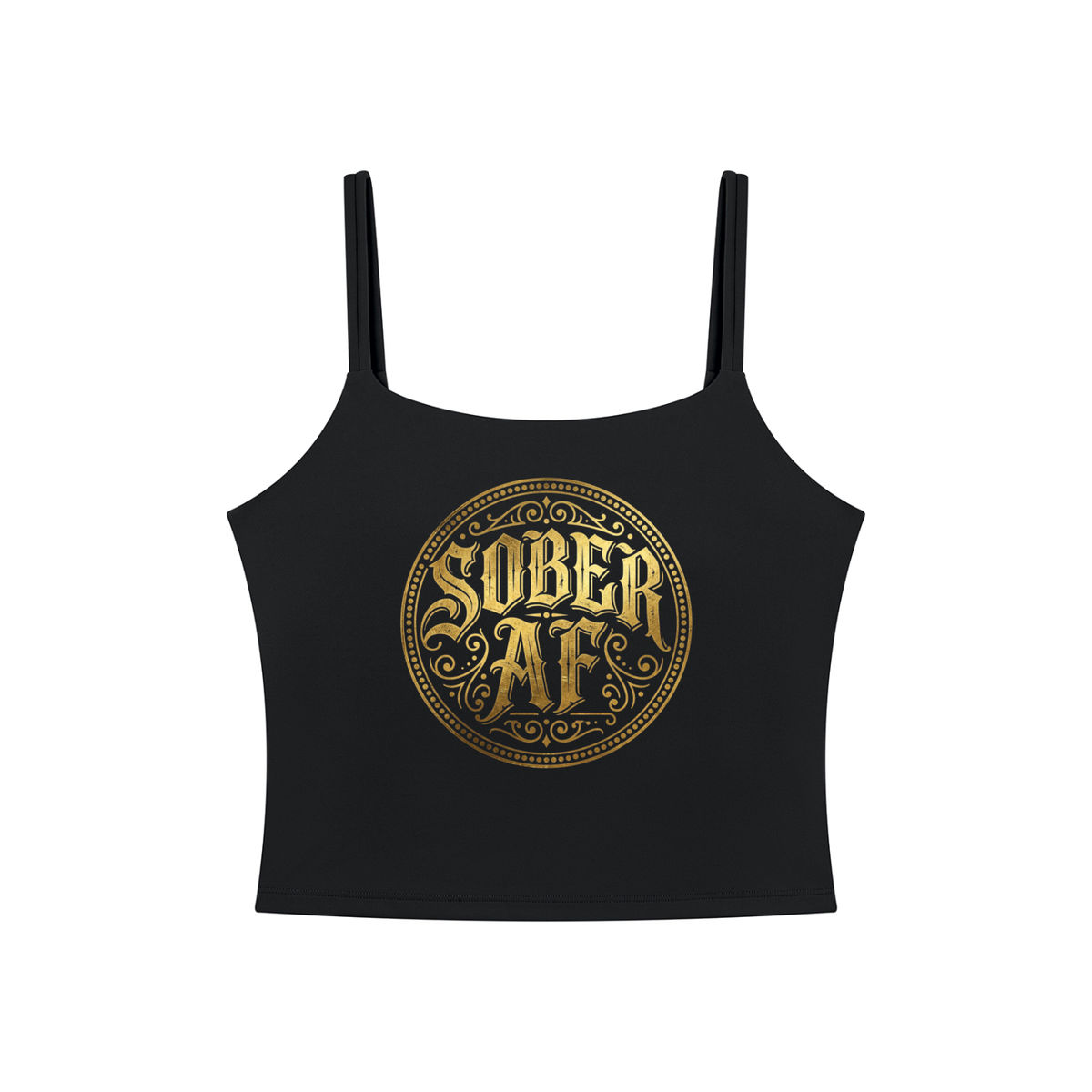 Sober AF Gold Badge Women's Yoga Crop Tank Top