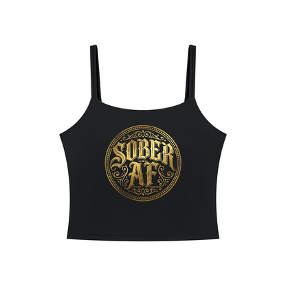 Sober AF Gold Badge Women's Yoga Crop Tank Top