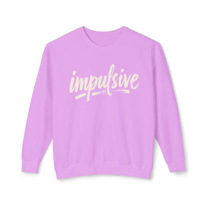 Impulsive Script Crewneck Sweatshirt — Peach Casual Graphic Sweatshirt