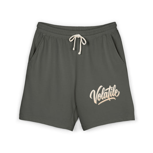 Sweat Shorts — "Volatile" Script Logo Lightweight Fleece Lounge Shorts