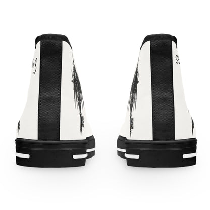 Still Standing Women’s Gothic Ink Skull High-Top Sneakers – Recovery Canvas Shoes