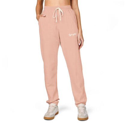 Garment-Dyed Fleece Sweatpants — Relaxed Joggers with 'hyper-vigilant' Script