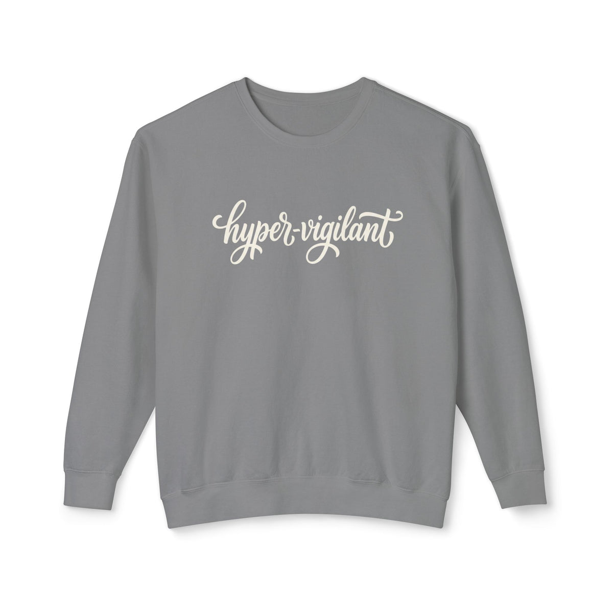 Hyper-Vigilant Crewneck Sweatshirt — Peach Casual Script Pullover