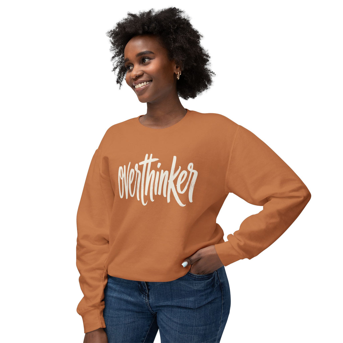 Overthinker Crewneck Sweatshirt — Lightweight Peach Pullover for Thoughtful Minds