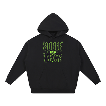 Sober Is Sexy Lime Green Lettering Heavyweight Hoodie