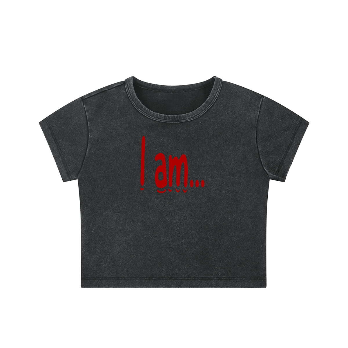 I Am Red Lettering Snow-Washed Crop Top – Recovery Affirmation Tee
