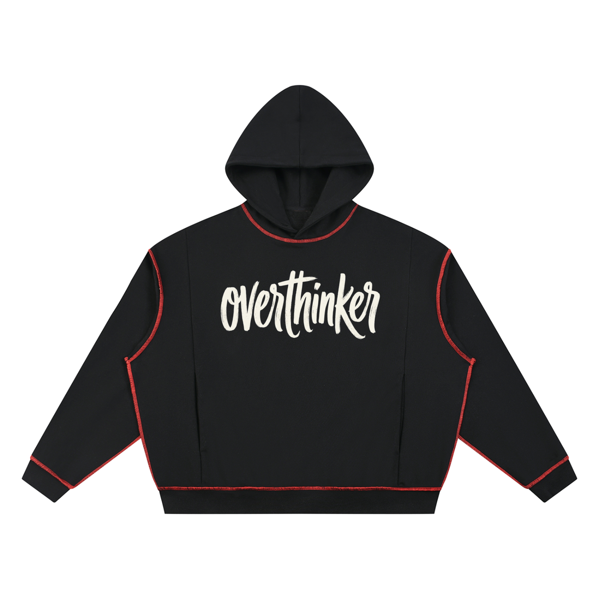 Overthinker Script Unisex Boxy Heavyweight Topstitch Hoodie