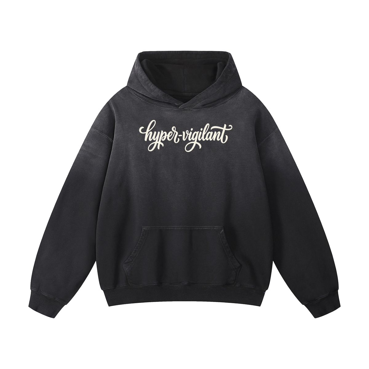 Hyper-Vigilant Script Heavyweight Sunfade Oversized Hoodie
