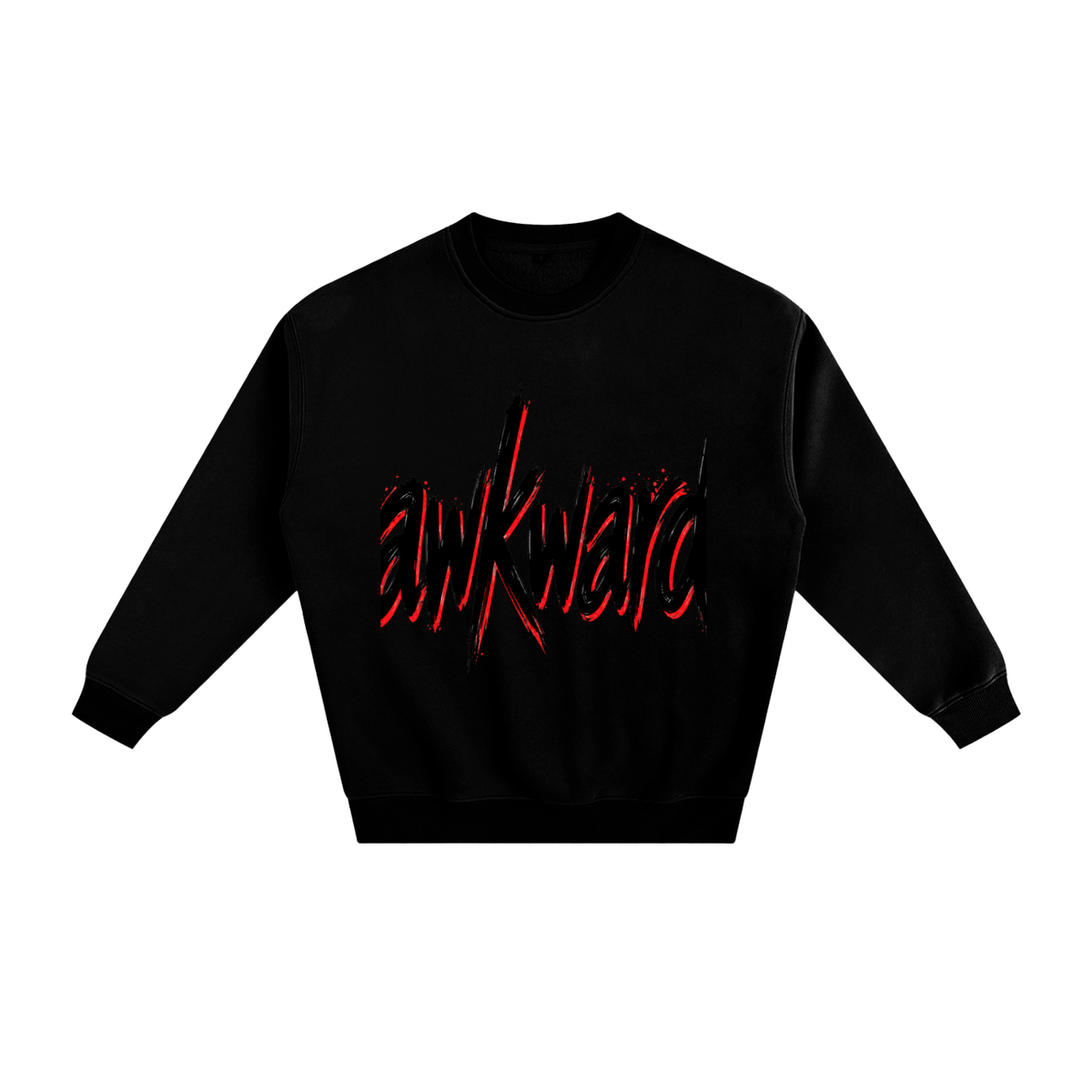 Awkward Red-and-Black Lettering Fleece Crewneck Sweatshirt
