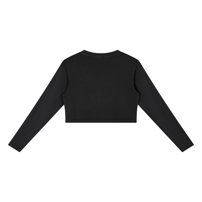 Fragile Blue Bunny Graphic Women's Mineral Wash Crop Sweatshirt