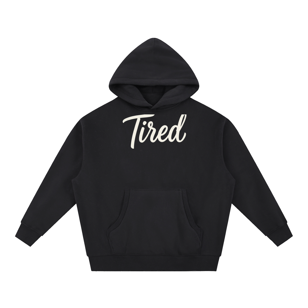 Tired Script Oversized Boxy Fleece Hoodie