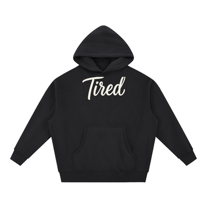 Tired Script Oversized Boxy Fleece Hoodie
